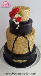 Bruiloft taart zwart & goud- wedding cake black and gold